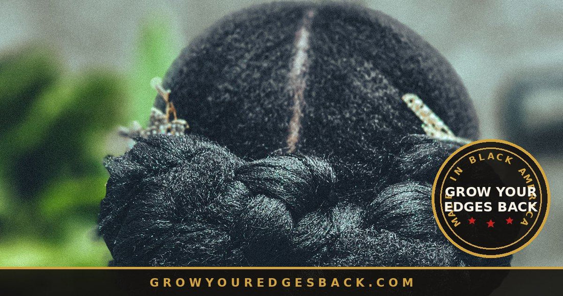 Braided updo protective style with a clean center part - Grow Your Edges Back