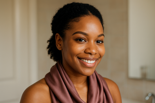 Black woman with a calm, comfortable scalp and smoothly laid natural edges