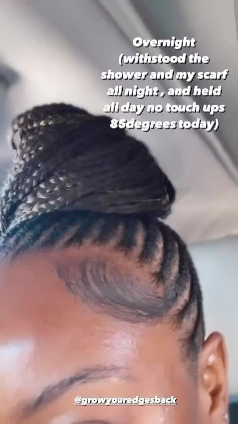 Sleek cornrows with baby hairs still laid flat after a full day in high humidity