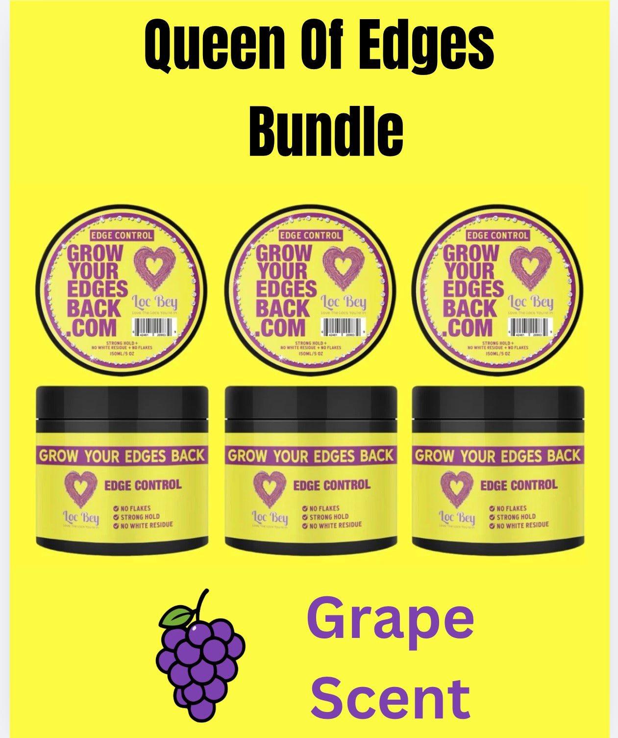 Queen of Edges Bundle – Limited Grape Edition (3-Pack) w/ Free Edge Brush