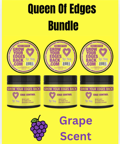Queen of Edges Bundle – Limited Grape Edition (3-Pack) w/ Free Edge Brush
