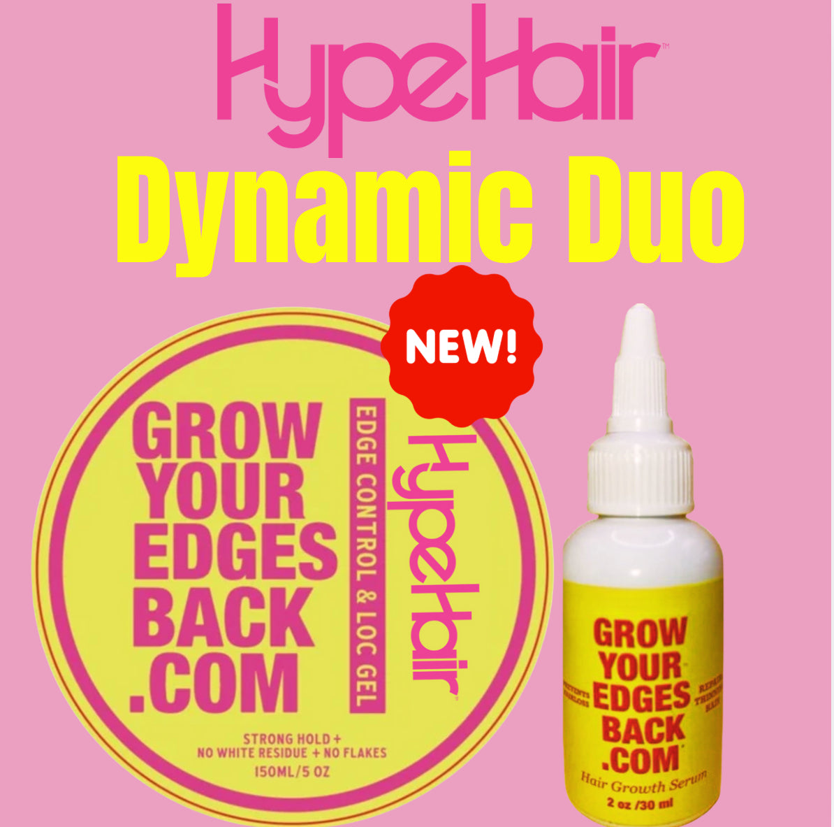 Hype Hair - Dynamic Duo - (Pink Edge Control & Growth Oil) Grow Your Edges Back