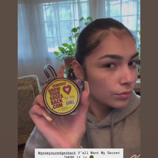 Stylist laying baby hairs with Grow Your Edges Back Edge Control