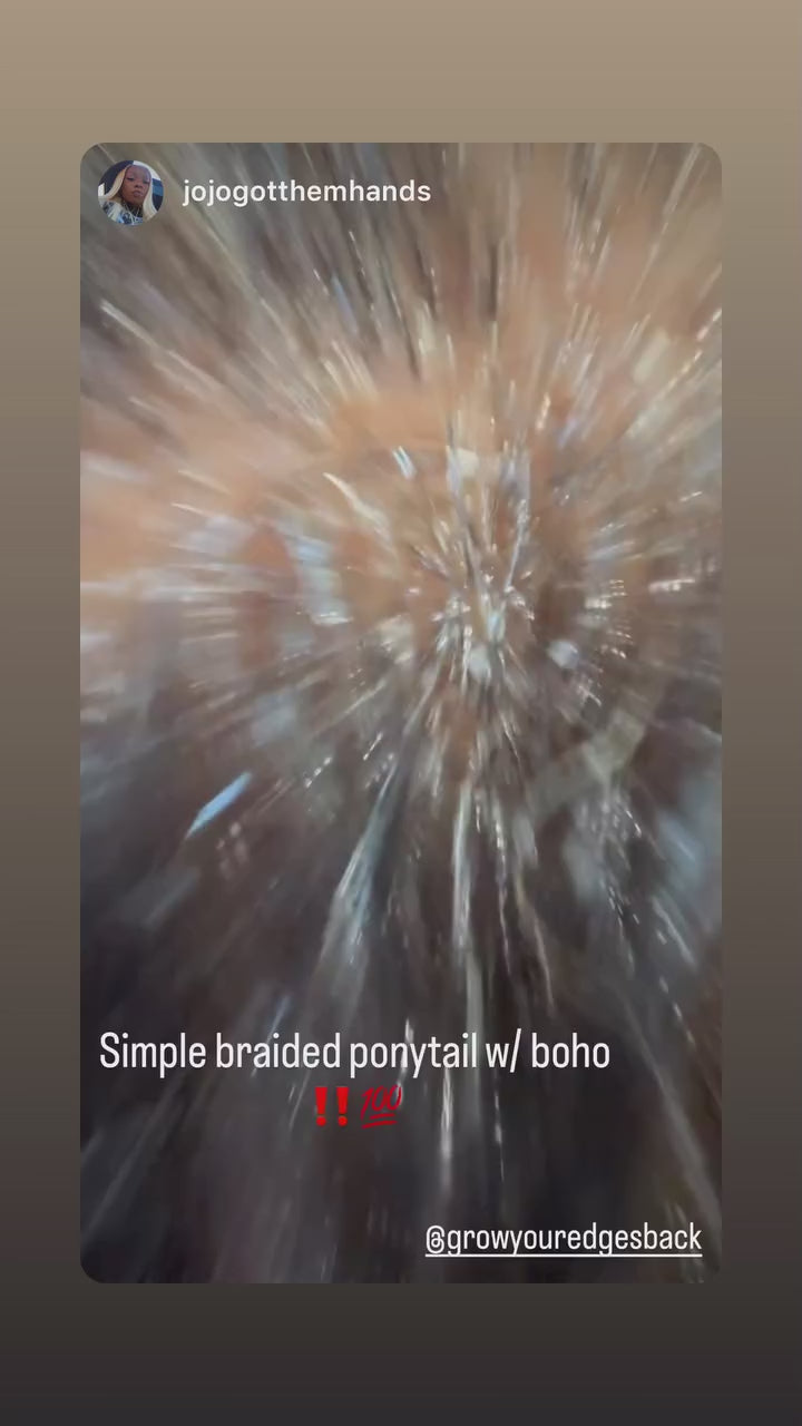 Finished boho braids look with Grow Your Edges Back Edge Control